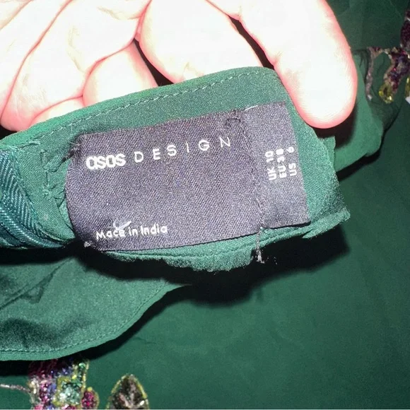 ASOS Green Midi Dress with Pink & Purple Floral Embroidery - Picture 11 of 15